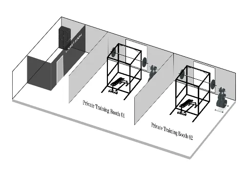 LYRIM(リライム)人形町・水天宮前店のトレーニングブースの見取り図