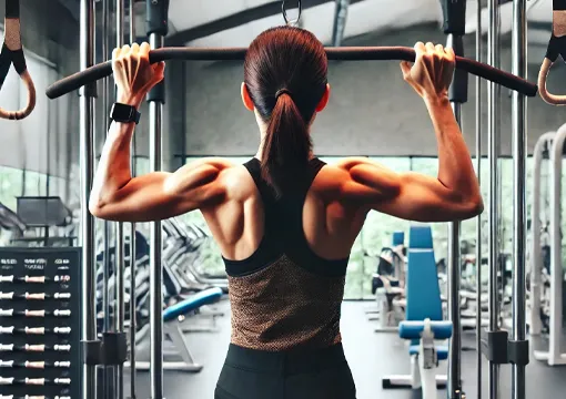 ラットプルダウンをする女性