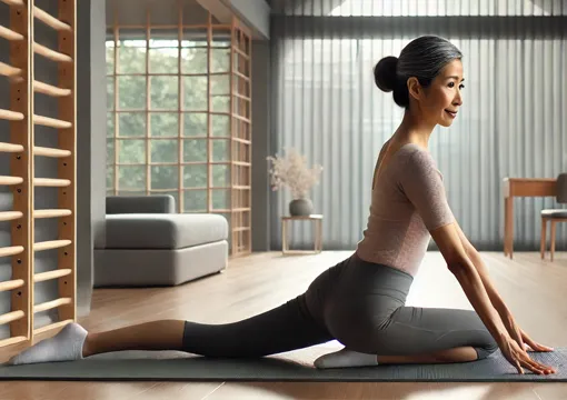 ピラティスをするお年寄り