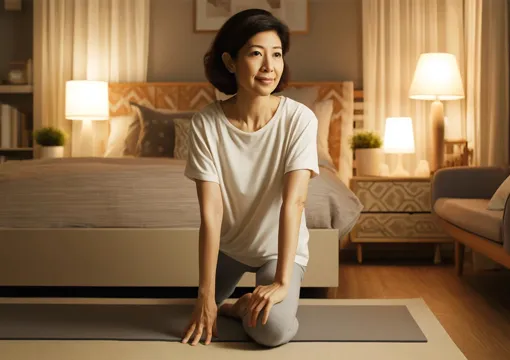 夜寝る前に運動する女性