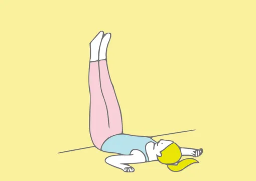 ウォールピラティスをする女性のイラスト